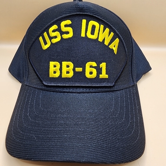 USS Iowa BB-61 U.S. Navy Ship Hat Snapback Patch Cap Black Military Eagle Crest - Picture 1 of 5